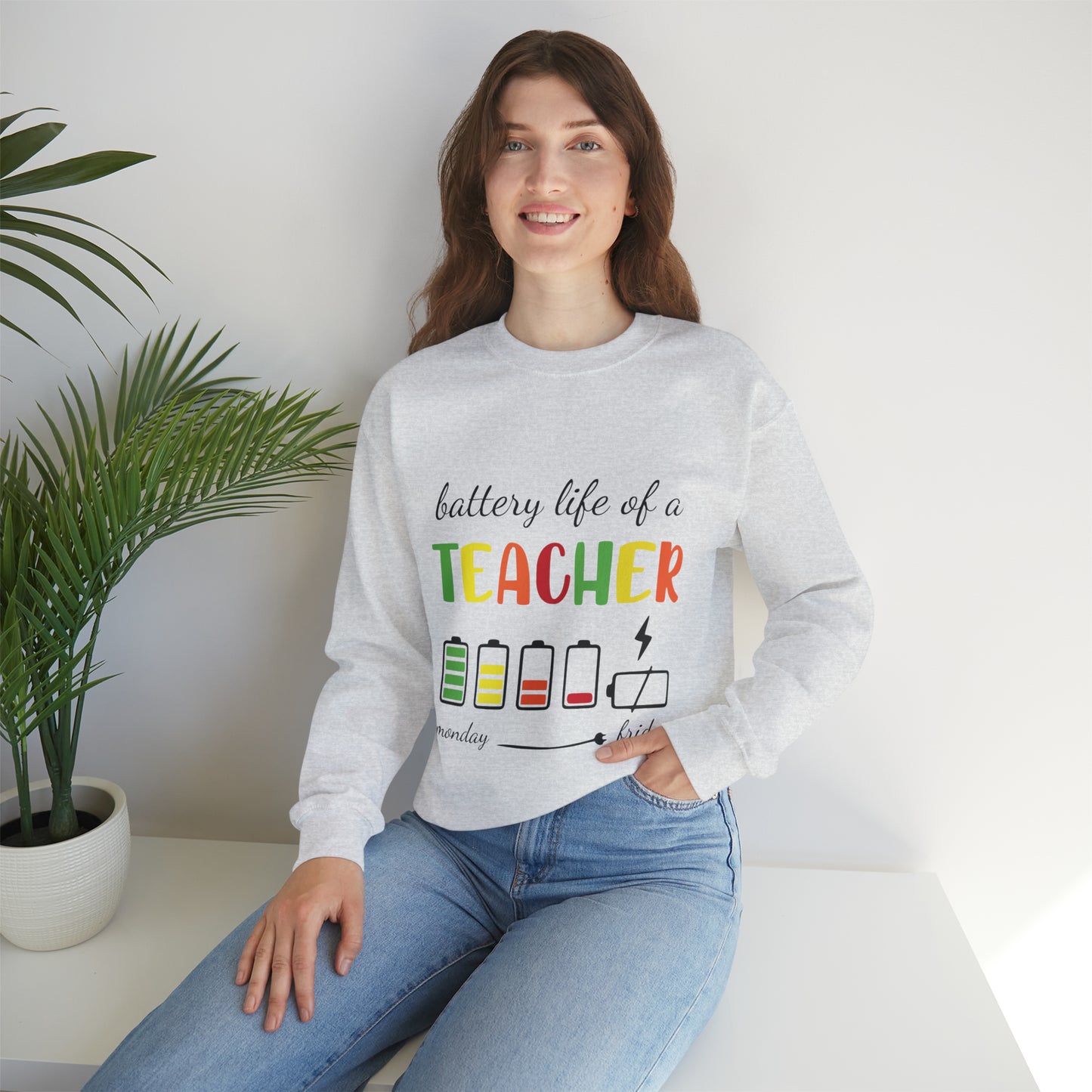 Battery Life of a Teacher Unisex Heavy Blend™ Crewneck Sweatshirt