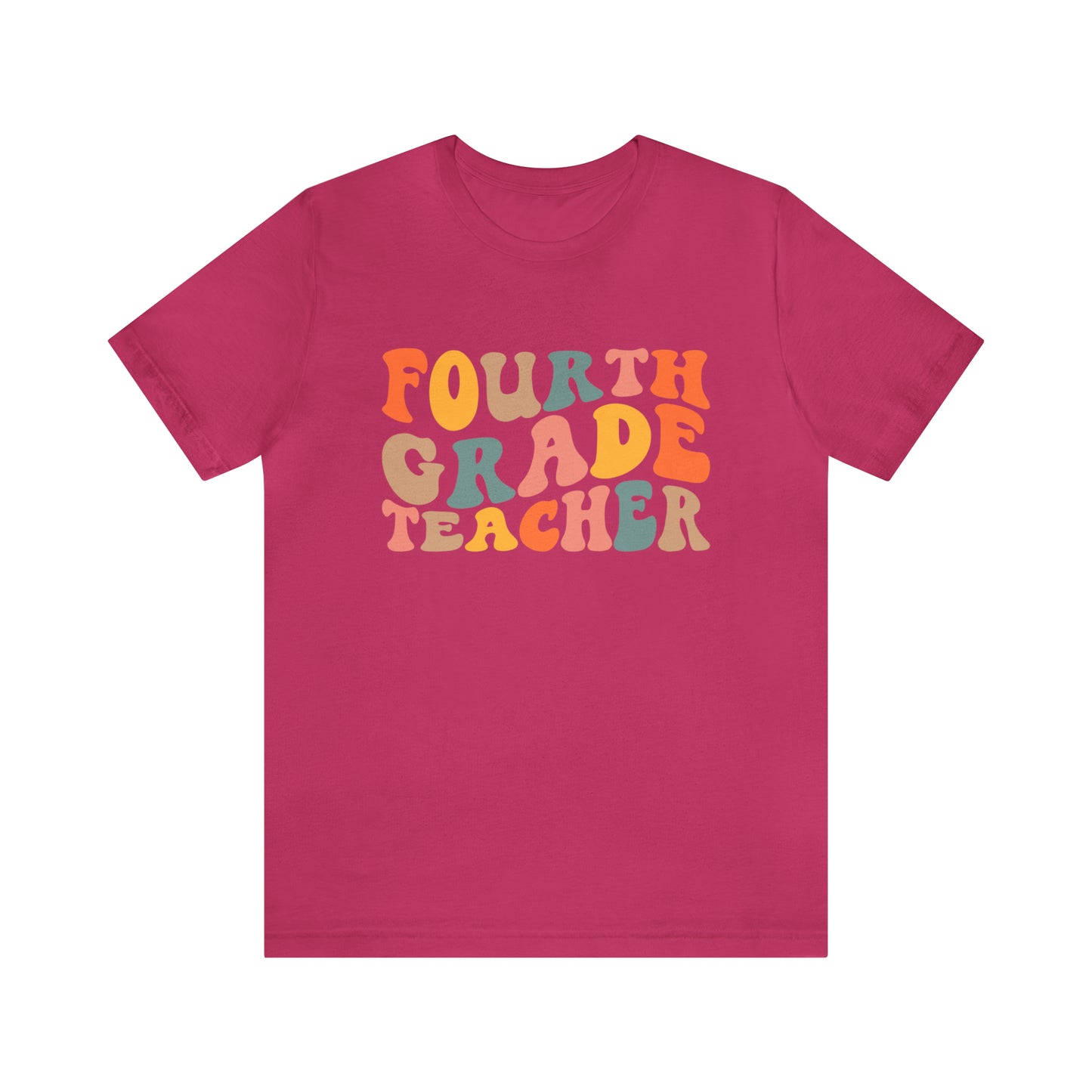 Colorful Groovy Retro "Fourth Grade Teacher  Tee