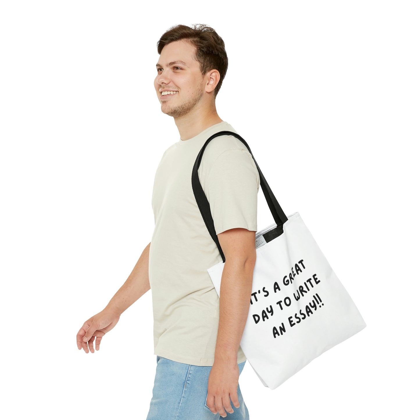 Black & White It's a great day to write an essay" and "Write on" Double sided Tote Bag