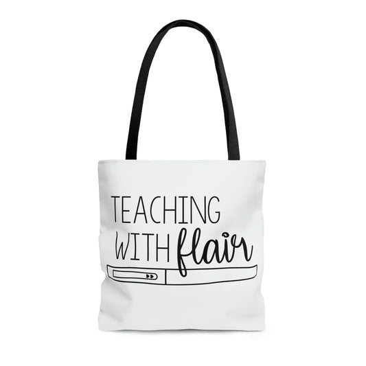 Teaching with Flair Tote Bag-Black & white