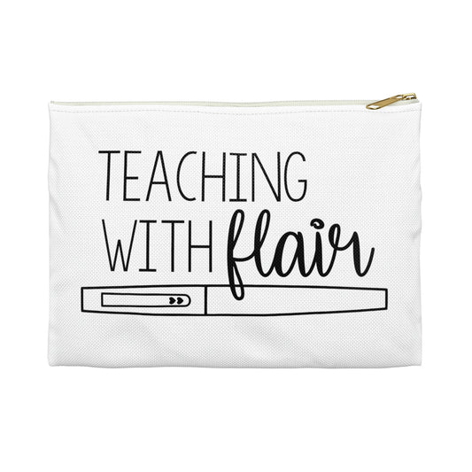 "Teaching with Flair" Black and White Accessory Pouch