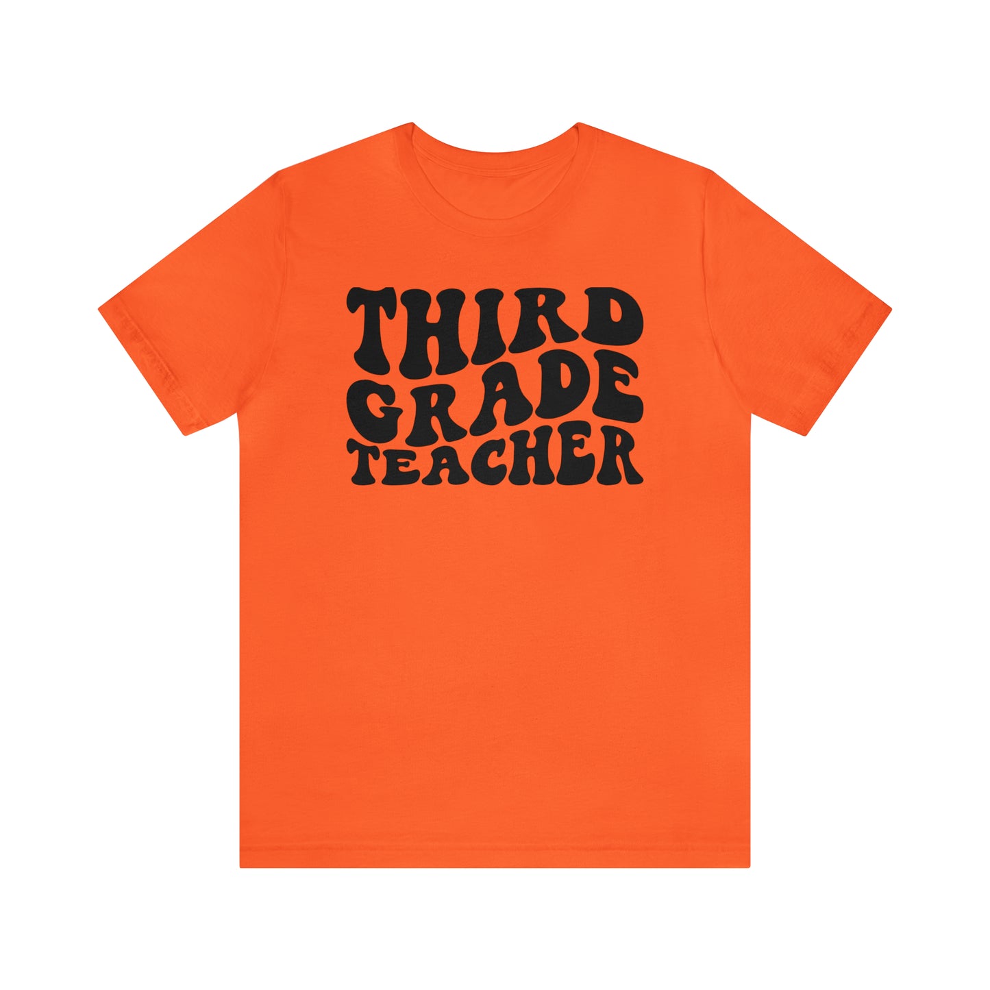 Black Groovy Retro "Third Grade Teacher" tee
