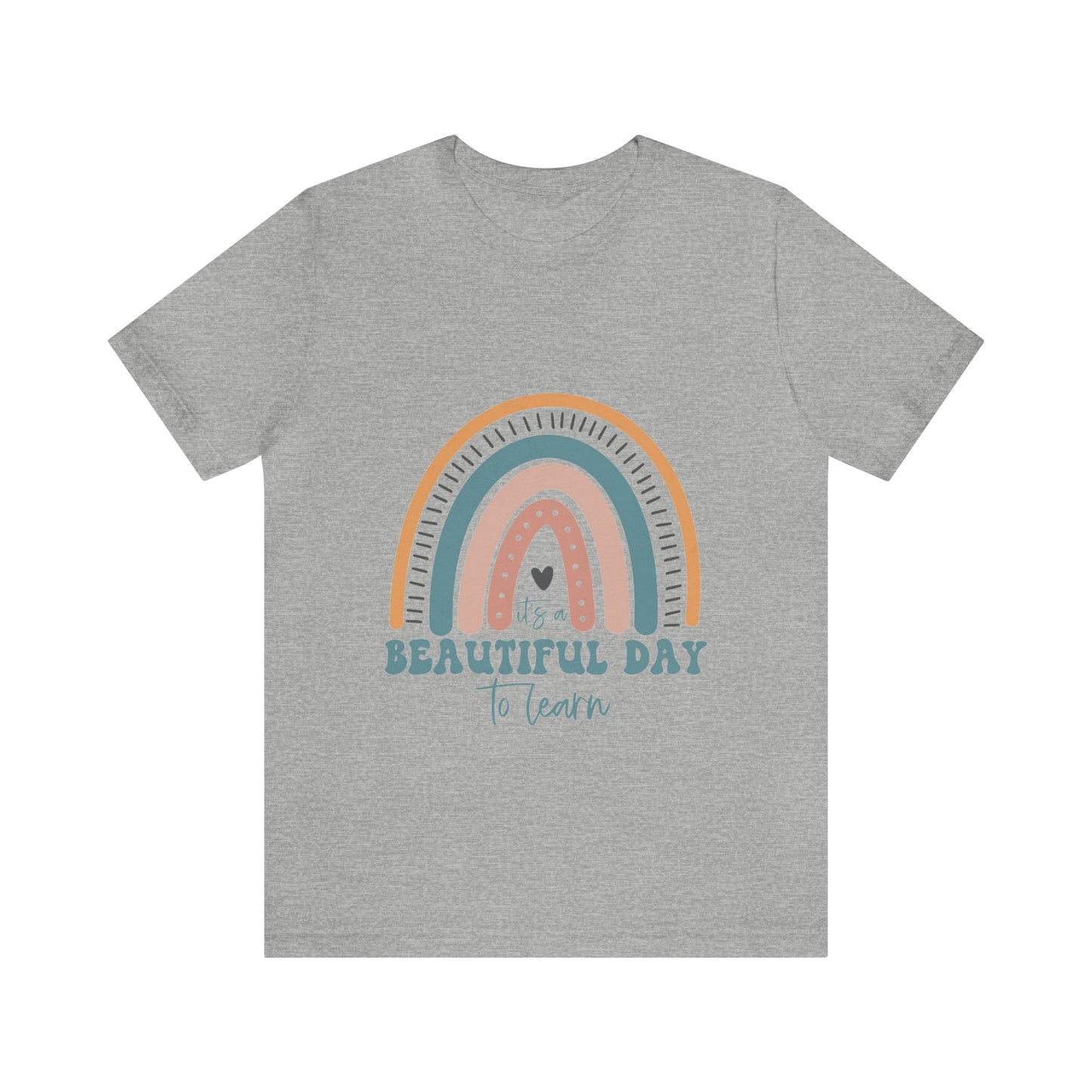 Retro rainbow "It's a beautiful day to learn" Unisex Tee