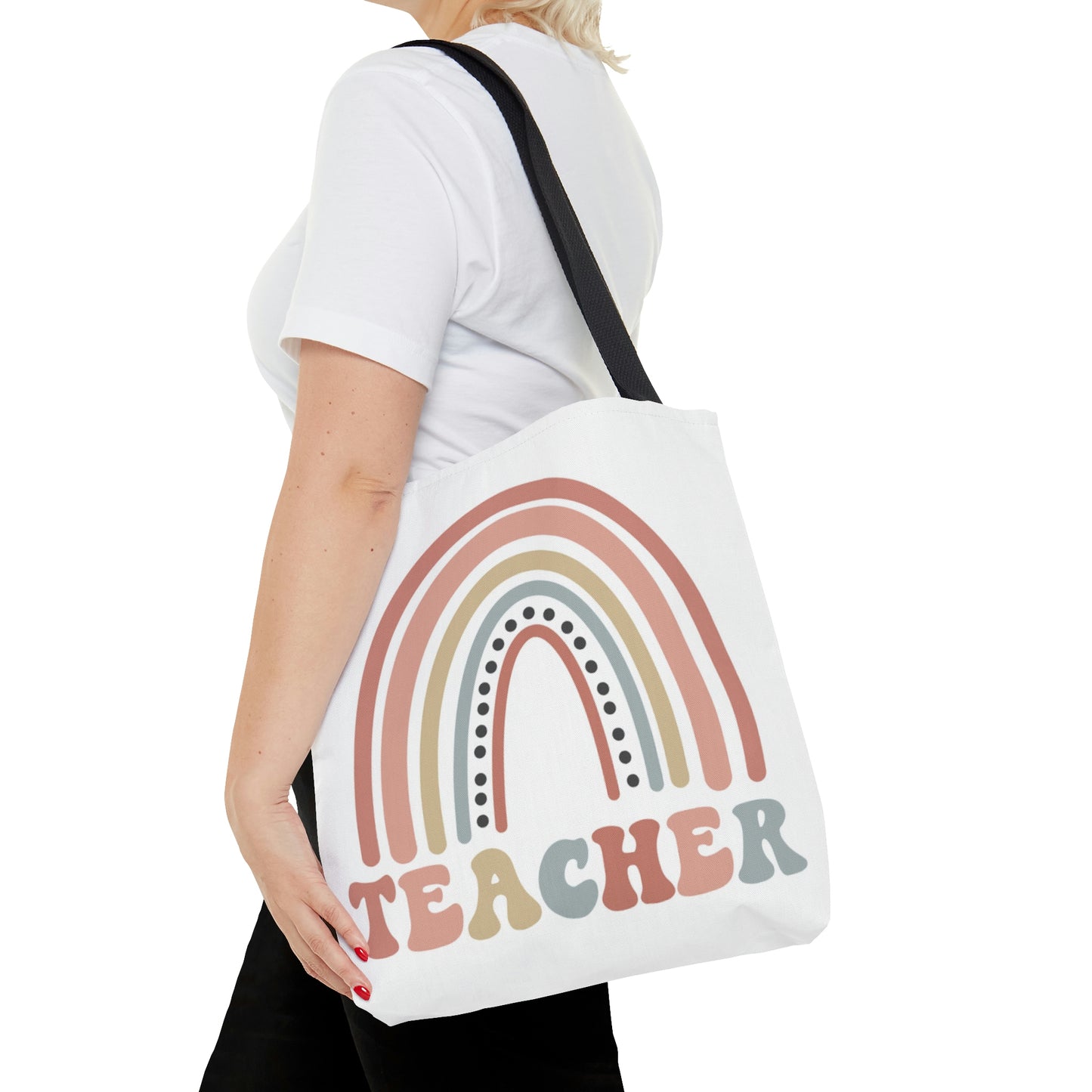 Retro Rainbow Double sided Teacher Tote Bag