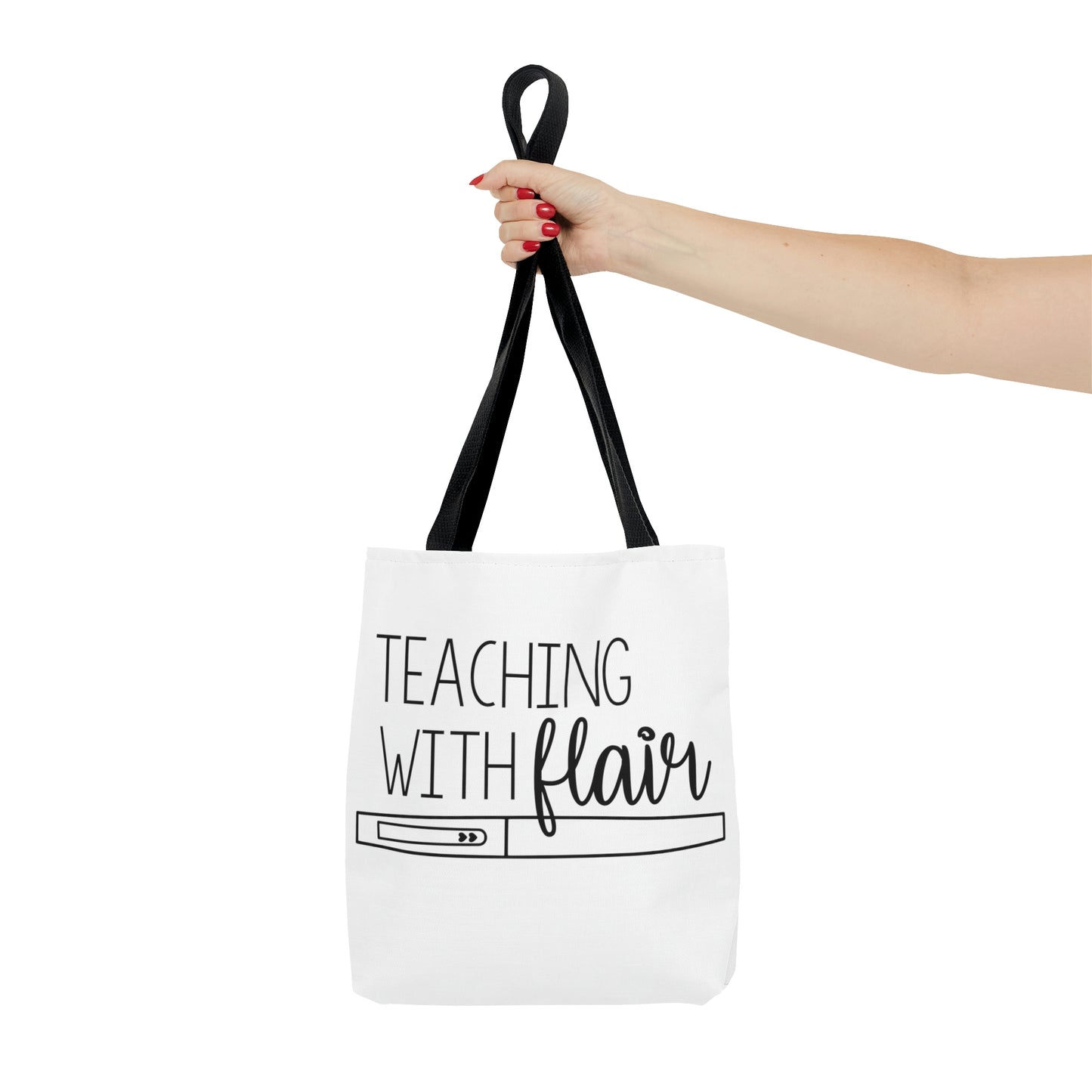 Teaching with Flair Tote Bag-Black & white
