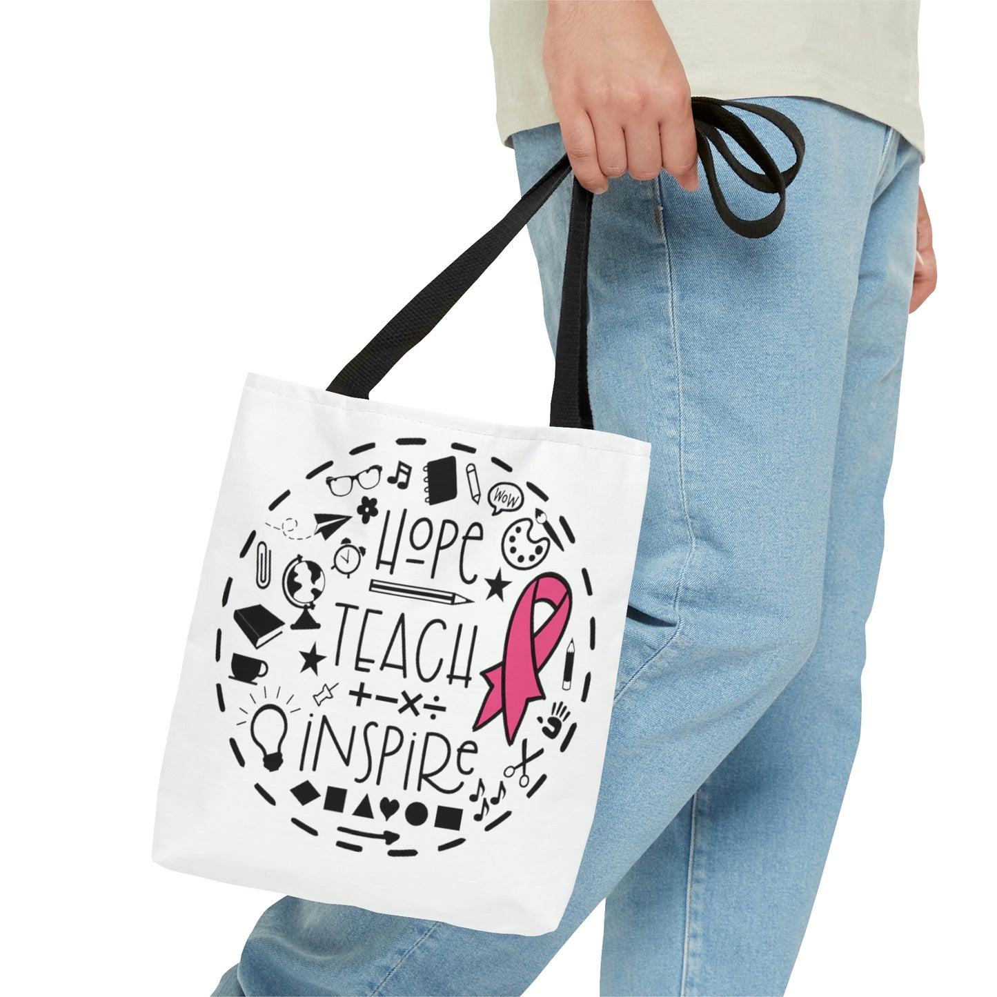 "Hope, Teach, & Inspire" Breast Cancer Tote Bag