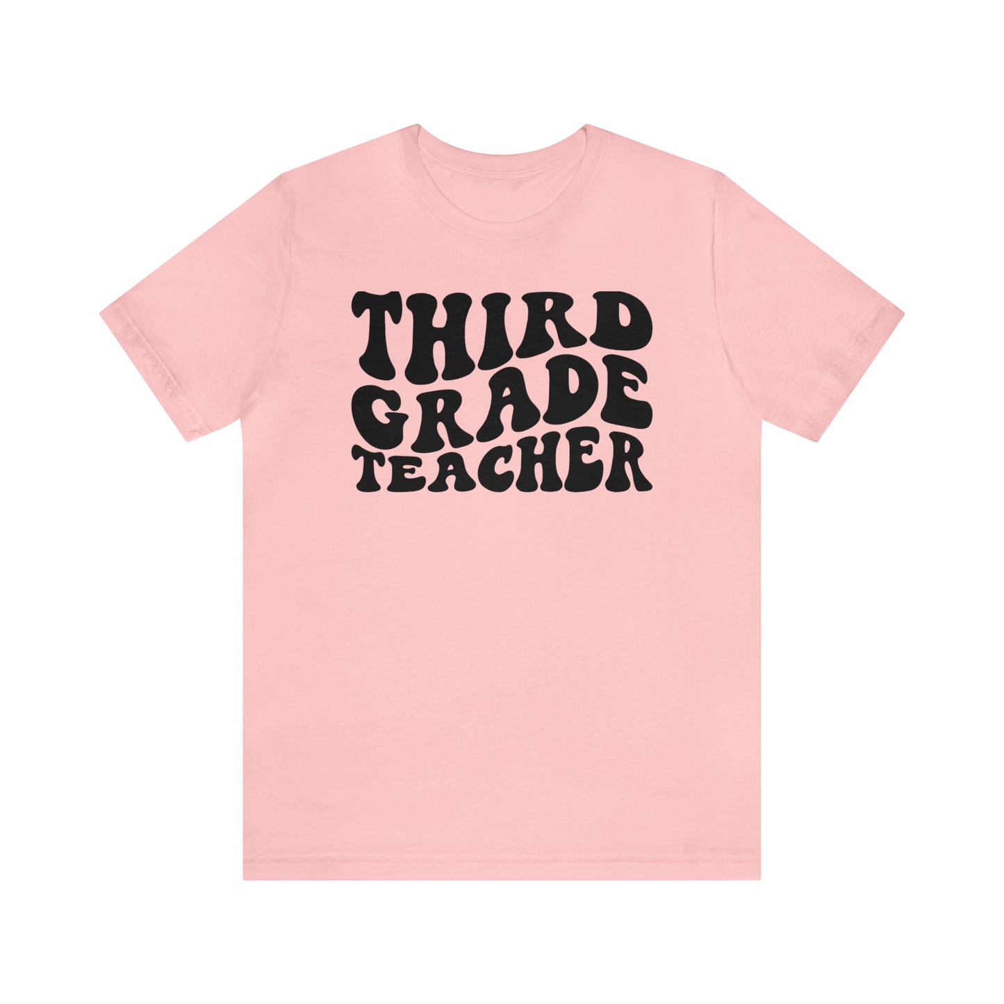 Black Groovy Retro "Third Grade Teacher" tee